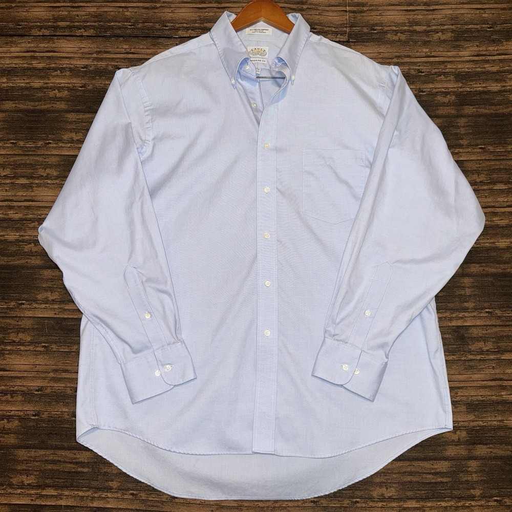 Eagle Shirtmakers Shirt Mens XL 17 34/35 Blue Non Iron Button Down Pocket